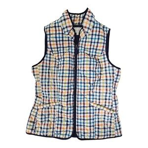 Talbots Colorful Diamond Quilted Plaid Lightweight Vest Size S